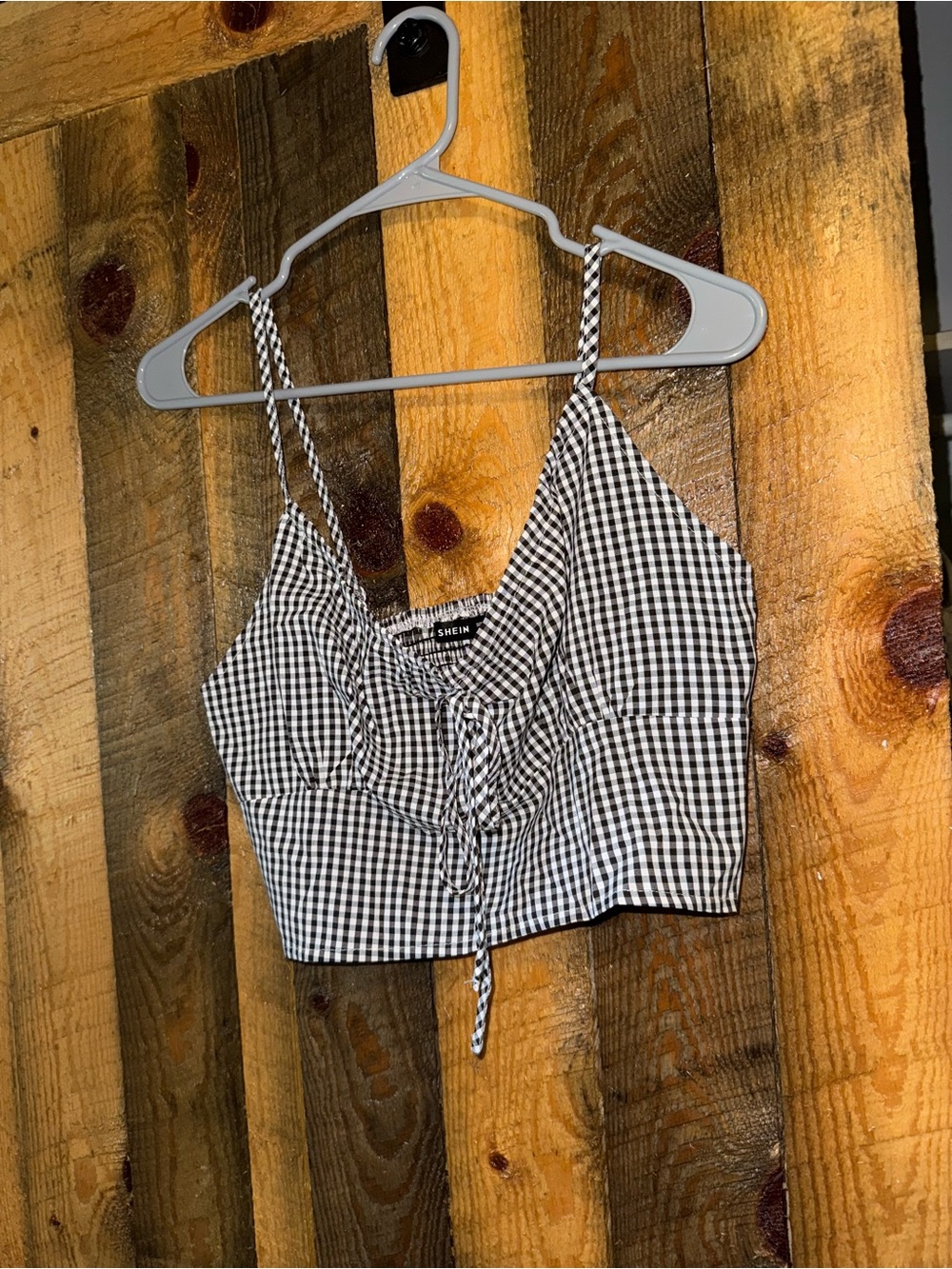 Shein Black & White Gingham Crop Top - Picture 1 of 1